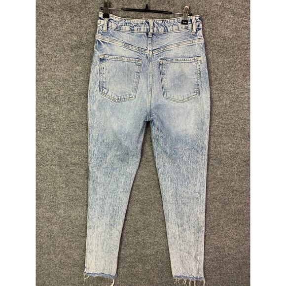 Free People We The Free Light wash Slim Button Fy Jeans Raw Hem Sz 26 - Picture 2 of 11